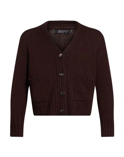 Aragona Woman Cardigan Dark Brown Size 6 Cashmere