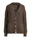 Aragona Woman Cardigan Dark Brown Size 8 Cashmere In Brown
