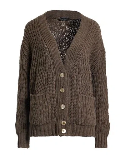 Aragona Woman Cardigan Dark Brown Size 8 Cashmere