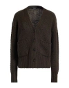 Aragona Woman Cardigan Dark Green Size 6 Baby Alpaca Wool, Merino Wool In Brown