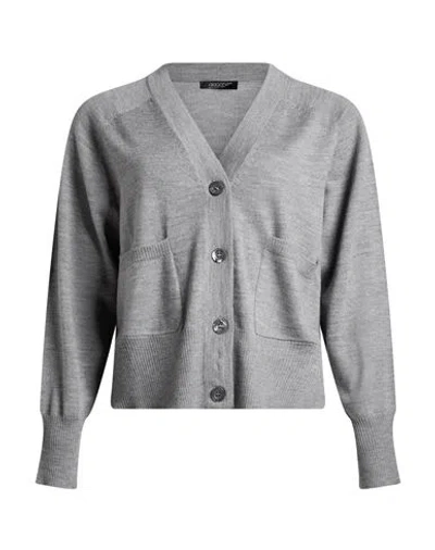 Aragona Woman Cardigan Grey Size 12 Merino Wool In Gray