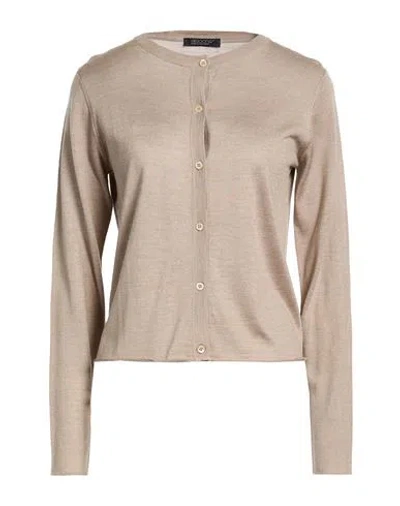 Aragona Woman Cardigan Khaki Size 10 Silk, Cashmere In Multi