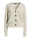 Aragona Woman Cardigan Light Grey Size 8 Baby Alpaca Wool, Merino Wool In Multi