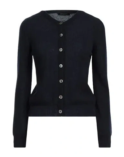 Aragona Woman Cardigan Midnight Blue Size 8 Cashmere, Polyamide