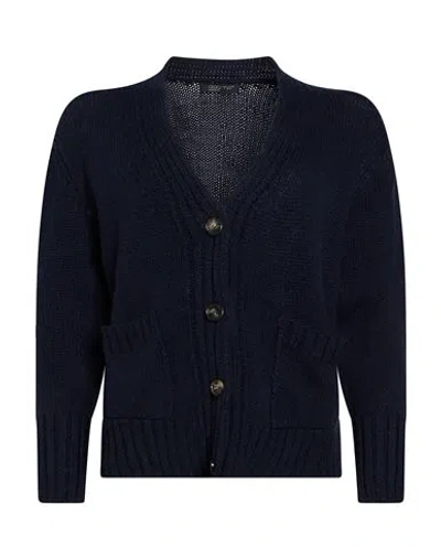 Aragona Woman Cardigan Midnight Blue Size 6 Cashmere