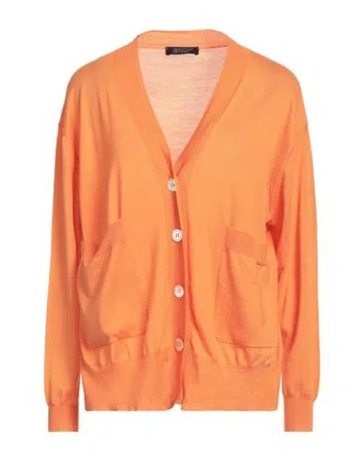Aragona Woman Cardigan Orange Size 6 Merino Wool In Orange
