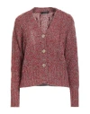 Aragona Woman Cardigan Red Size 8 Baby Alpaca Wool, Merino Wool In Burgundy