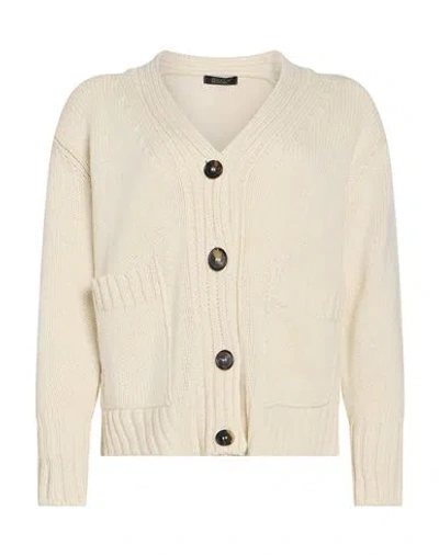 Aragona Woman Cardigan Slate Blue Size 6 Cashmere In White