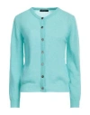 Aragona Woman Cardigan Turquoise Size 10 Cashmere, Polyamide In Blue