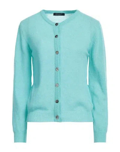 Aragona Woman Cardigan Turquoise Size 10 Cashmere, Polyamide In Blue