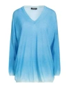 Aragona Woman Sweater Azure Size 8 Merino Wool In Blue