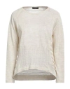 Aragona Woman Sweater Beige Size 8 Linen, Polyester, Metallic Fiber, Polyamide In Beige