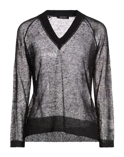 Aragona Woman Sweater Black Size 8 Linen