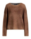 Aragona Woman Sweater Brown Size 10 Merino Wool