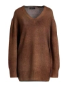 Aragona Woman Sweater Brown Size 12 Merino Wool