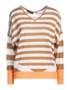 Aragona Woman Sweater Camel Size 10 Merino Wool In Beige