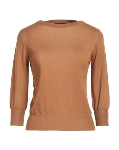Aragona Woman Sweater Camel Size 10 Merino Wool In Beige