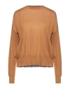 Aragona Woman Sweater Camel Size 8 Merino Wool In Beige