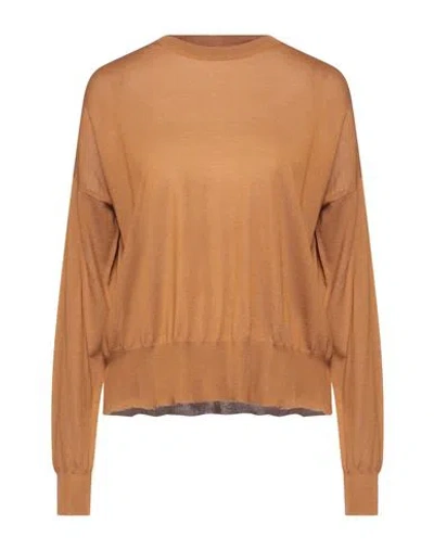 Aragona Woman Sweater Camel Size 8 Merino Wool In Beige
