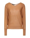 Aragona Woman Sweater Camel Size 8 Merino Wool In Beige