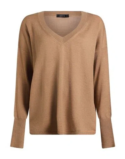 Aragona Woman Sweater Camel Size 8 Merino Wool In Brown