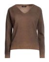 Aragona Woman Sweater Camel Size 8 Wool, Cashmere In Brown