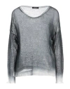 Aragona Woman Sweater Charcoal Size 8 Linen In Grey