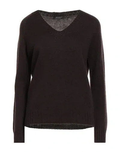 Aragona Woman Sweater Dark Brown Size 10 Wool, Cashmere