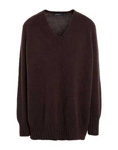 Aragona Woman Sweater Dark Brown Size 8 Cashmere