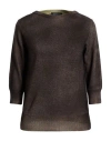 Aragona Woman Sweater Dark Brown Size 8 Merino Wool In Black