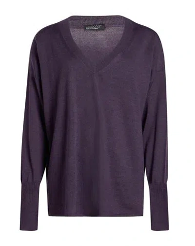 Aragona Woman Sweater Dark Purple Size 2 Merino Wool