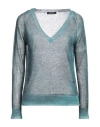Aragona Woman Sweater Deep Teal Size 6 Linen In Green
