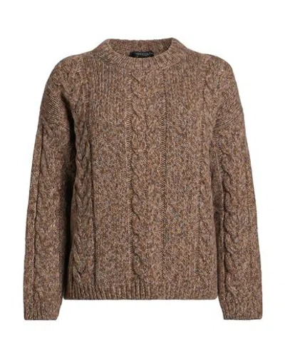 Aragona Woman Sweater Khaki Size 2 Baby Alpaca Wool, Merino Wool In Brown
