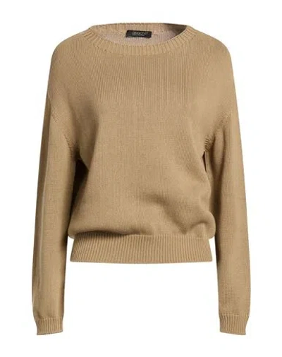 Aragona Woman Sweater Khaki Size 8 Cotton In Brown