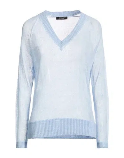 Aragona Woman Sweater Light Blue Size 8 Linen