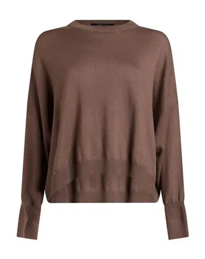 Aragona Woman Sweater Light Brown Size 4 Merino Wool