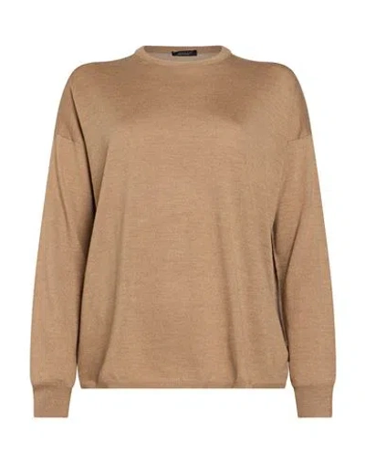 Aragona Woman Sweater Light Brown Size 8 Merino Wool
