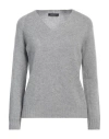 Aragona Woman Sweater Light Grey Size 8 Wool, Cashmere
