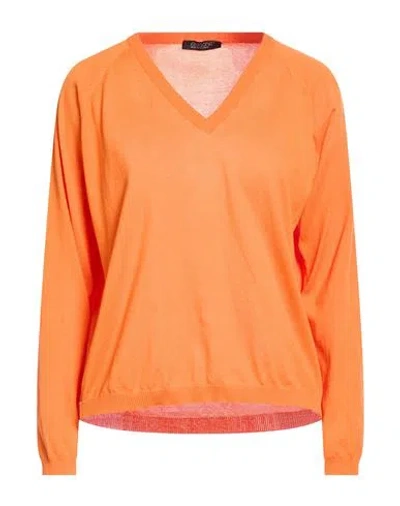 Aragona Woman Sweater Mandarin Size 8 Cotton In Orange