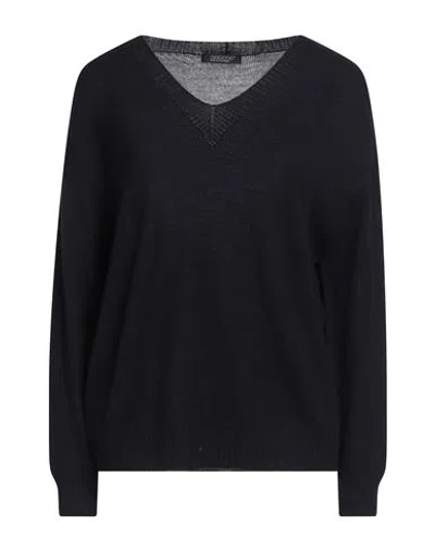 Aragona Woman Sweater Midnight Blue Size 10 Merino Wool In Black