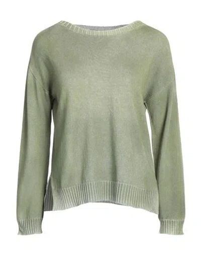 Aragona Woman Sweater Military Green Size 12 Cotton In Gray
