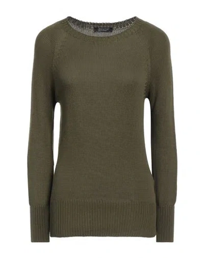 Aragona Woman Sweater Military Green Size 14 Cotton