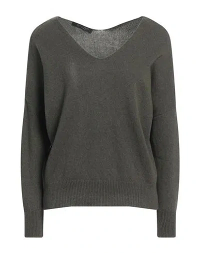 Aragona Woman Sweater Military Green Size 6 Cashmere