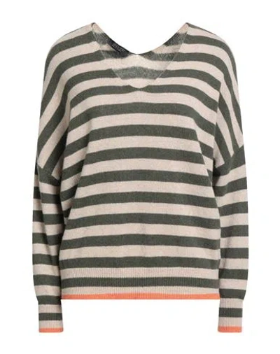 Aragona Woman Sweater Military Green Size 8 Cashmere In Multi