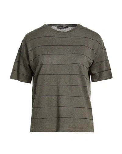 Aragona Woman Sweater Military Green Size 8 Linen, Cotton