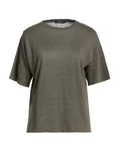 Aragona Woman Sweater Military Green Size 8 Linen, Cotton In Brown