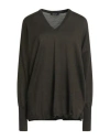 Aragona Woman Sweater Military Green Size 8 Merino Wool In Black
