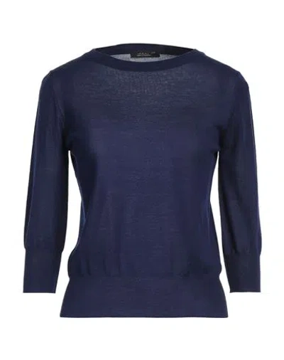 Aragona Woman Sweater Navy Blue Size 12 Merino Wool