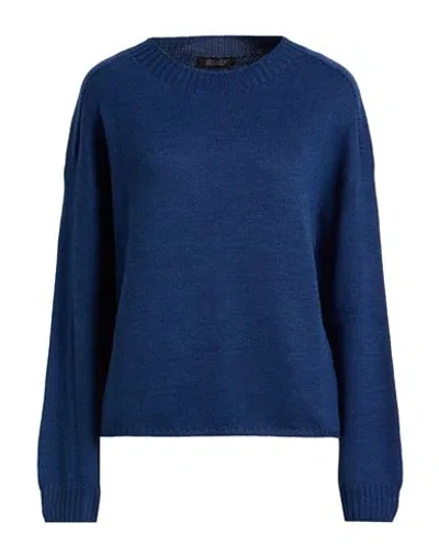 Aragona Woman Sweater Navy Size 12 Merino Wool In Blue