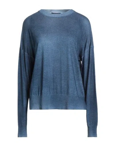 Aragona Woman Sweater Navy Size 6 Merino Wool In Blue
